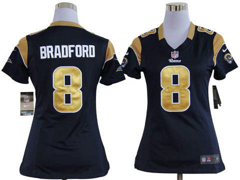 St. Louis Rams Sam 8 Bradford Blue Game nike nfl Womens Jerseys